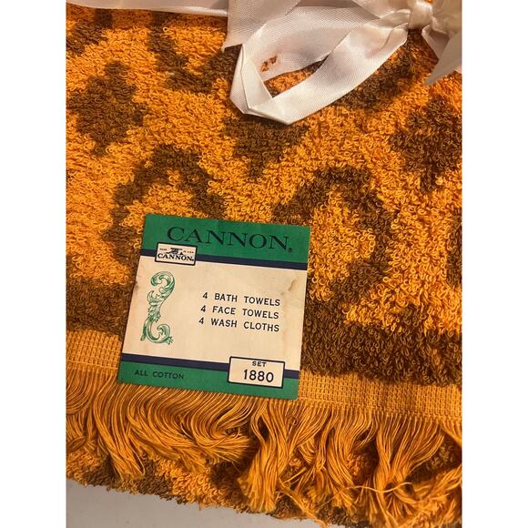 CANNON Bath Towel Set for 4 Vintage Orange Brown in Original Pack - Picture 8 of 10